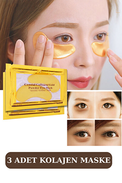 Uni zer Altın Kolajen Göz Bandı Sıkılaştırıcı Koyu Halkalara Karşıtı 3 Adet G...