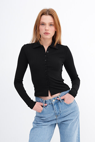 Addax Polo Neck Buttoned Cardigan H0422