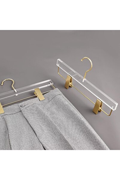 Generic Biser House Transparent Acrylic Hangers with Gold Hooks - 10 Pieces