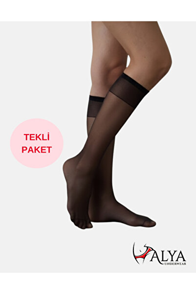 ALYA UNDERWEAR Women's Shiny Knee High Socks 15 Denier, Slim Fit