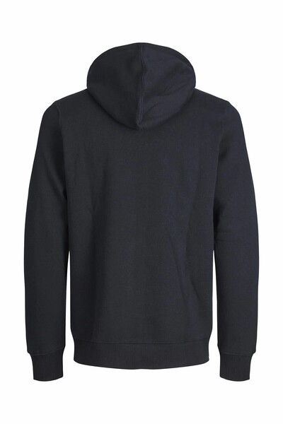 Jack & Jones Plus Men's Black Jjebradley Sweat Zip Hood Noos Pls Plus Size Sweat 12250596-Black