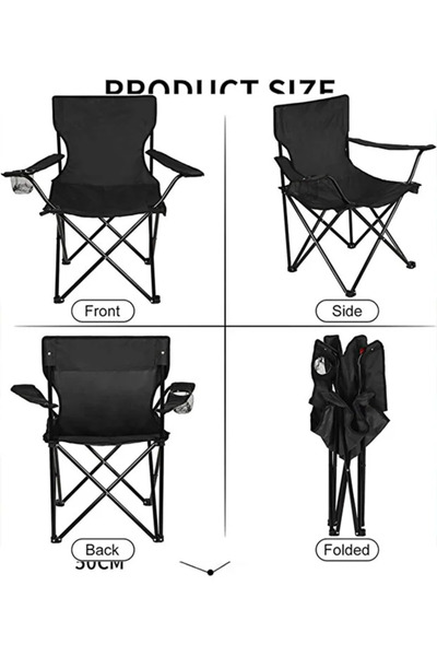 BUNCA 🏕️ Lightweight, foldable camping and hiking chair with carrying bag and cup holder - durable steel and 100% polyester