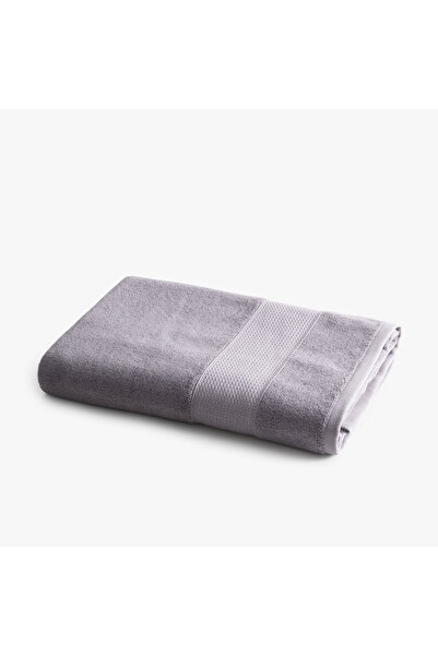 Green Black Lara Bath Towel 100% Cotton with Border Dark Gray 80X150 cm