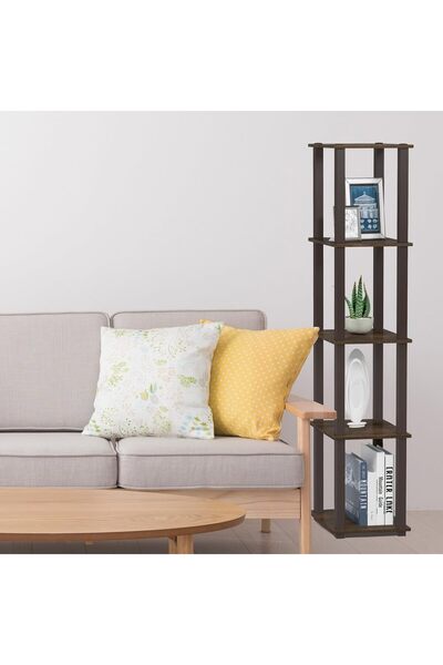 furinno Turn-N-Tube 5-Tier Square Display Shelf, Walnut/Brown (Wood-Plastic)