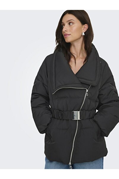ONLY Women's Black Onlchika Life Belted Puffer Jacket Otw Coat 15356918-Black