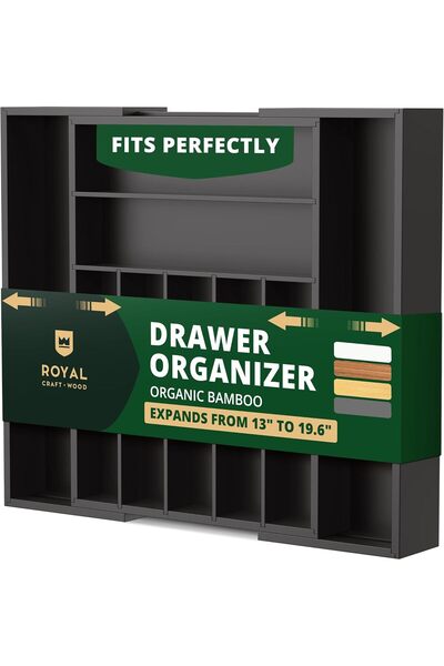 Royal Craft Wood Bamboo Expandable Kitchen Drawer Organizer - 9-Slot Cutlery ...