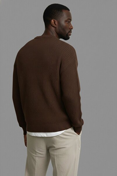 WKM Men's Oversized Cut Crew Neck Knitted Sweater