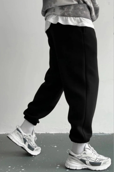 EydaMoon Men's Winter Boston Printed Cotton Wool Inside Elastic Leg Bottoms