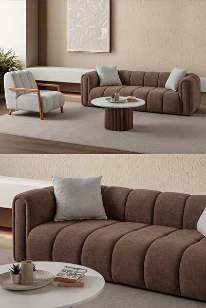 Eymense Nline Koltuk Takımı 3+1 Kahverengi