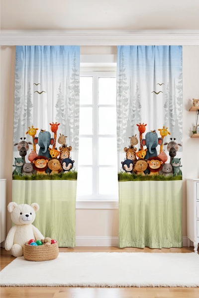 EVPANYA Happy Cute Friends Patterned Children's Baby Room Background Curtain ...