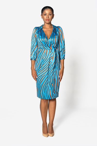 Vessmary Day or occasion dress VSM908A - Satin turquoise blue