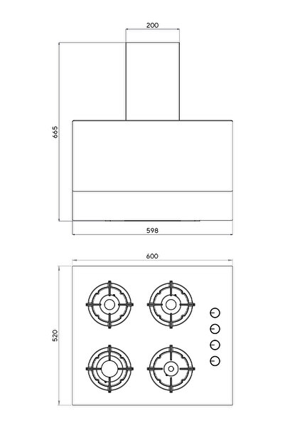 KUMTEL Plus 2'li Antrasit(Gri) Ankastre Set (Ocak-Davlumbaz)