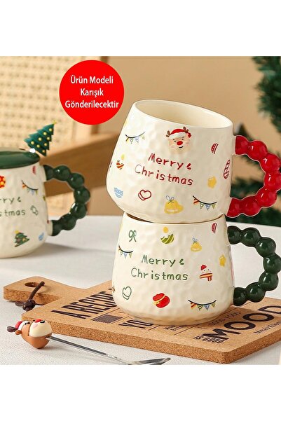 Gift Moda New Year Patterned Embossed Ceramic Mug