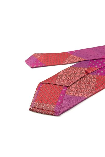Kravatkolik Ιταλική μεταξωτή γραβάτα Collinas Style Fuchsia Patchwork IK2040