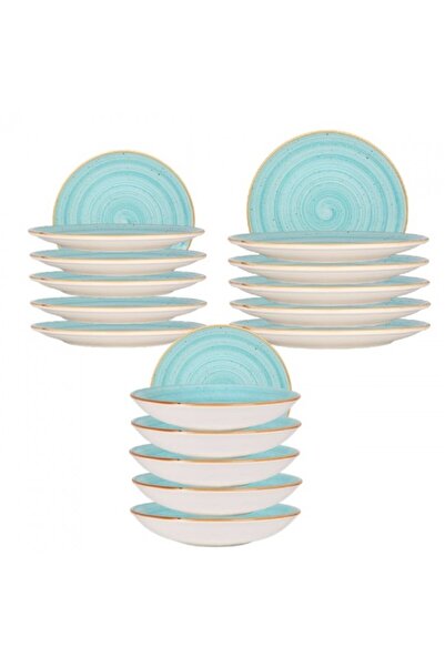 Bonna Set serviciu masa 18piese AQUA 6 farfurii 19cm,6 farfurii 25cm,6 farfurii adanci 20cm