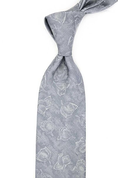 Kravatkolik Tradana Style Grey Italian Silk Tie Ik2048