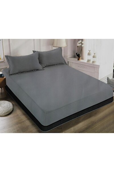 Unicorn Concept Bed cover set with elastic and 2 pillowcases, 180x200 cm, Grey