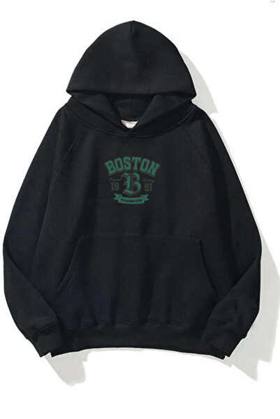 EydaMoon Дамска зимна памучна блуза с качулка и кенгуру джобове, с принт „Бос...