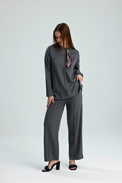 vikitekno Thessaloniki Fabric Scarf Detailed Double Set