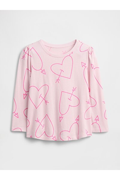 GAP Kız Bebek Pembe Puff Sleeve T-Shirt