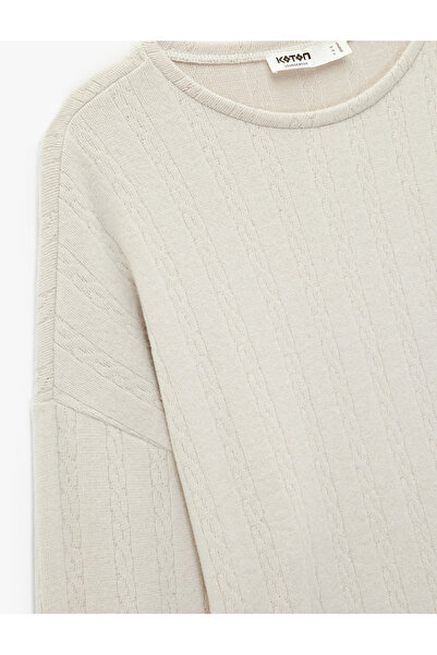 Koton Crew Neck Relaxed Fit Long Sleeve Pajama Top