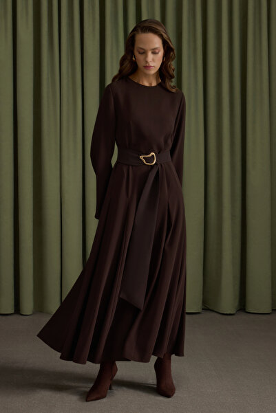 Aker Metal Tokalı Krep Elbise