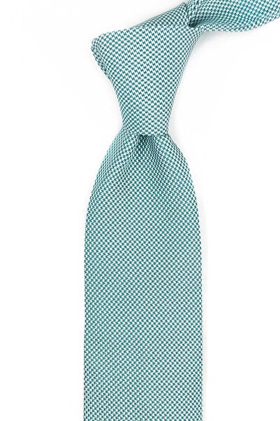 Kravatkolik Buddusso Style Green - White Italian Silk Tie Ik2030