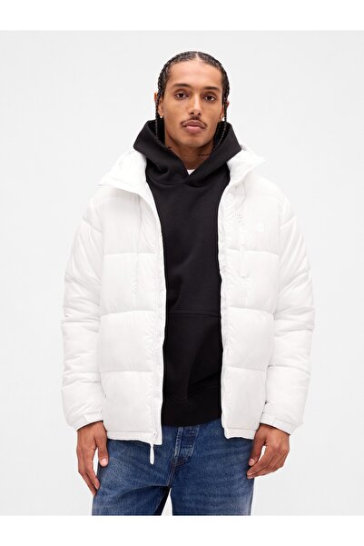 GAP Erkek Beyaz Geri Dönüştürülmüş Heavyweight Şişme Puffer Ceket