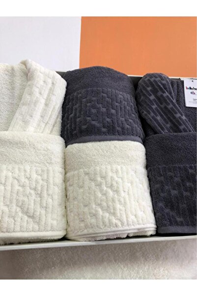Çeyiz Diyarı Su Yolu 8 Piece Family Bathrobe Set Cream - Anthracite