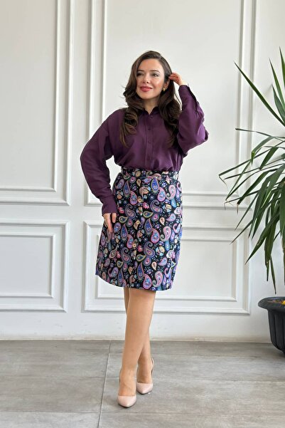 Yağmur Butik Önü Süs Düğme Detaylı Pazen Çan Etek