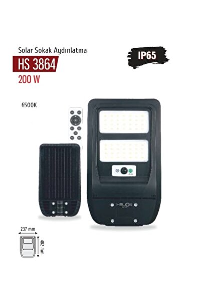 newnet HS 3864 200W Güneş Enerjili Solar Sokak Lambası Kumandalı/Hareket Sens...