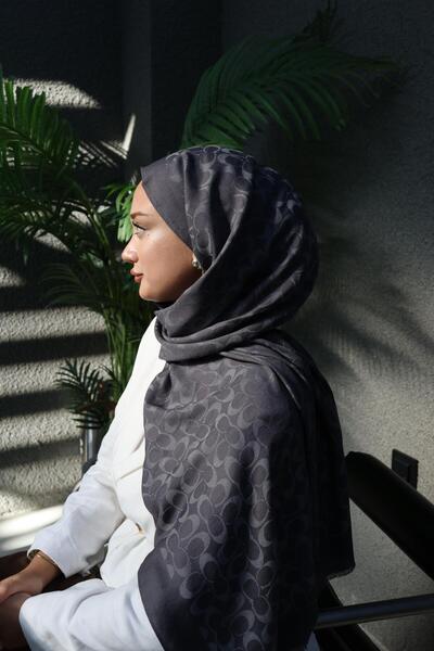 Şalland شال من الصوف والكشمير بنمط C أنثراسايت