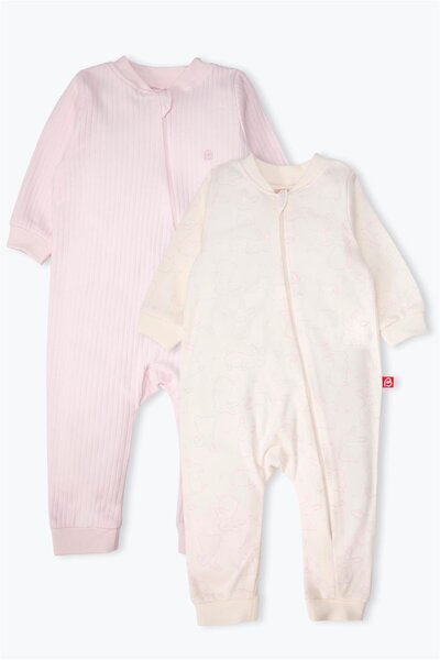 Bebetto بدلة بدون قفازات وبدون جوارب 2 قطعة (أرنب لطيف) وردي