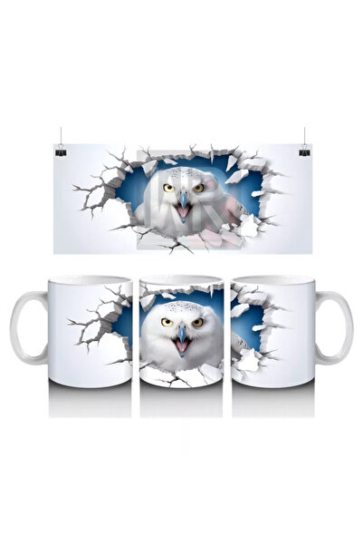 Wisdom Rain البومة البيضاء بين الجدار المكسور - كوب قهوة مطبوع