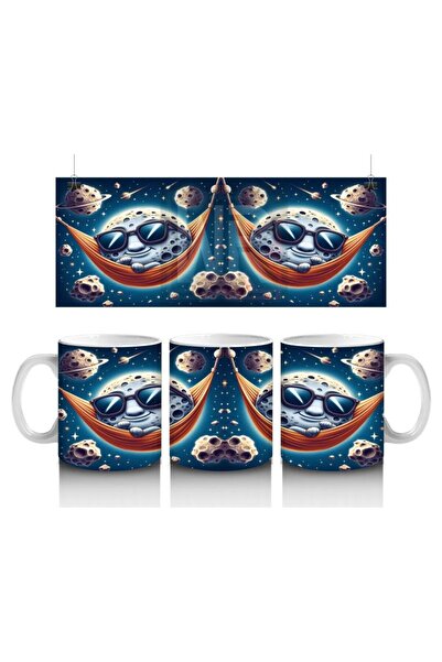 Wisdom Rain Moon Patterned Mug Cup Enjoying the Comfort of the Children's Mil...