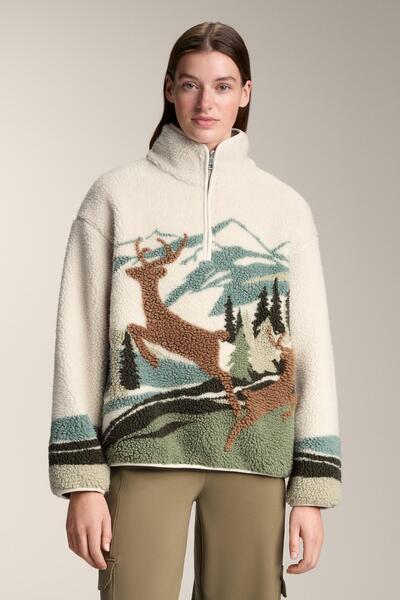 Oysho Geyikli manzara desenli suni yün sweatshirt