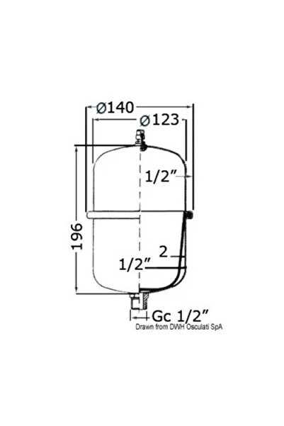 OSCULATI Universal Accumulation Tank, Ø116 mm, Flow 1 L