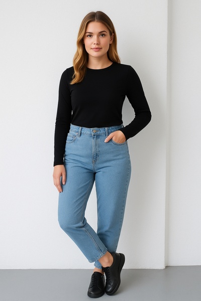 Şans Women's Plus Size Blue, 5 Pocket Jeans 65N39261