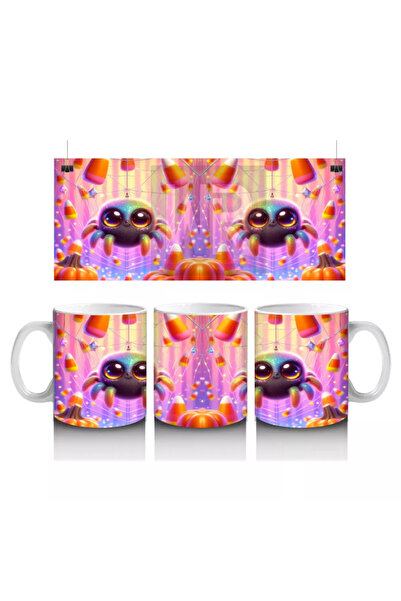 Wisdom Rain كوب مطبوع عليه شكل وحش لطيف بألوان نيون للهالوين