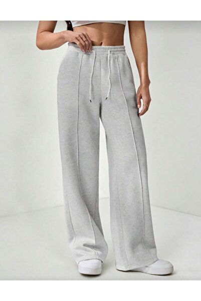 LACKH Sweatpants with Wide Legs Gray Comfortable Sweat-Repellent Fabric