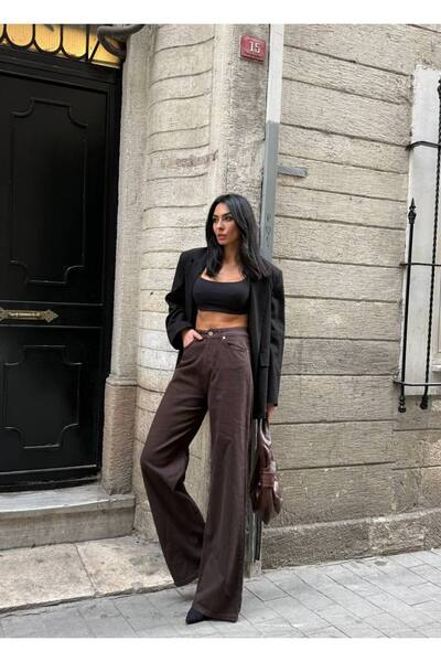 JIN KADIN ACI KAHVE RENGİ PANTOLON JEANS