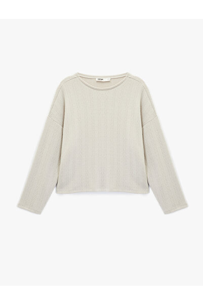 Koton Crew Neck Relaxed Fit Long Sleeve Pajama Top