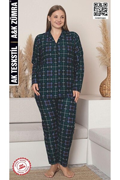 A&K ZÜMRA Front Buttoned Suede Velvet Winter Pajama Set Plus Size