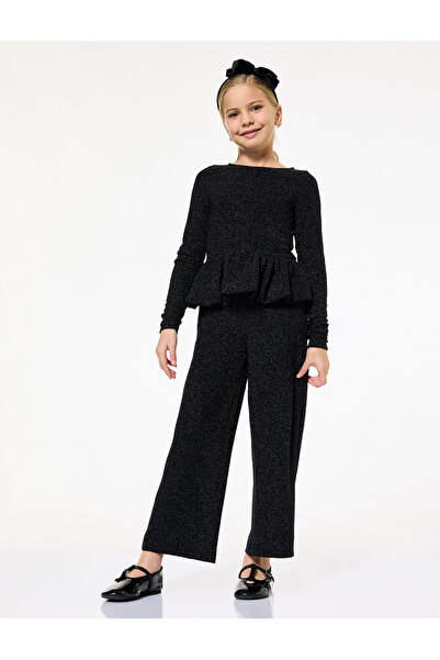 Koton Pantaloni de Anul Nou cu picioare largi, cu detaliu strălucitor și tali...