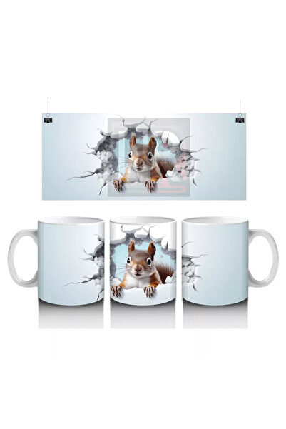 Wisdom Rain ناشئ السنجاب بين الجدار المتشقق - كوب قهوة مطبوع