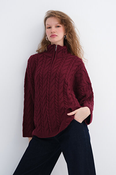 Addax Hair Braided Knitwear Sweater K2394