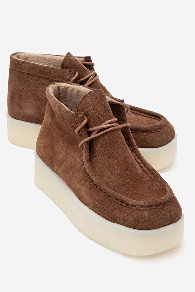 LuviShoes Γυναικεία μποτάκια MELIA Tan Suede από γνήσιο δέρμα