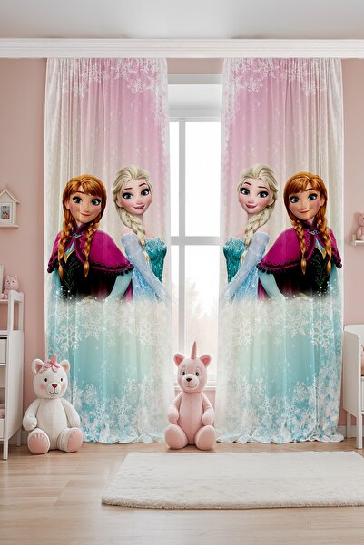 EVPANYA Дитяча кімната з малюнком сніжинок Ельза і Анна, штора (ціна за одне крило)