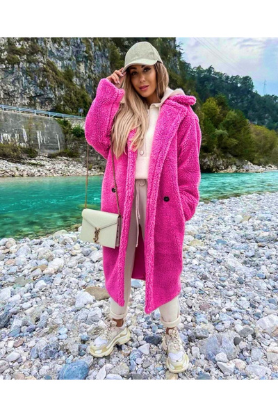 AndraRose Styles Minna fluffy coat - Fuchsia pink