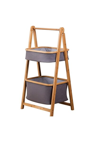 Bayev Bamboo Gray 2-Basket Organizer 700861 - Wooden Hobby Basket Toy Basket Organizer